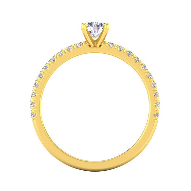 1/2 Carat TW Round Natural Diamond Engagement Rings in 10k Yellow Gold
