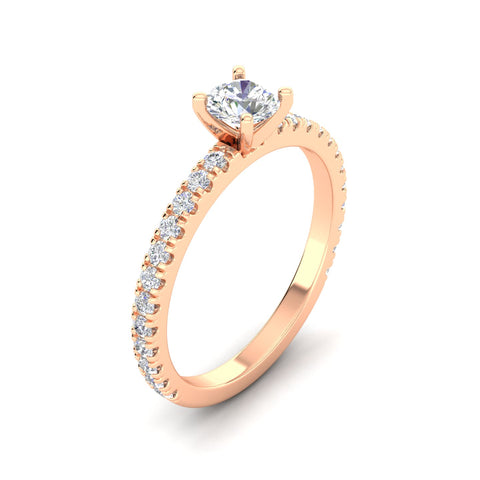 3/4 Carat TW Round Natural Diamond Engagement Rings in 10k Rose Gold