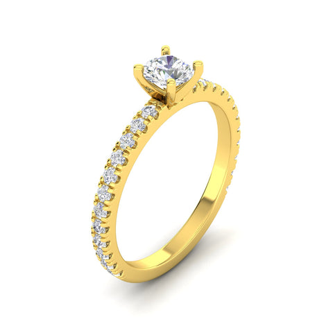 3/4 Carat TW Round Natural Diamond Engagement Rings in 10k Yellow Gold
