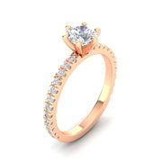 Certified 1.00 Carat TW Round Natural Diamond Engagement Rings in 14k Rose Gold