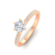 Certified 1.00 Carat TW Round Natural Diamond Engagement Rings in 14k Rose Gold