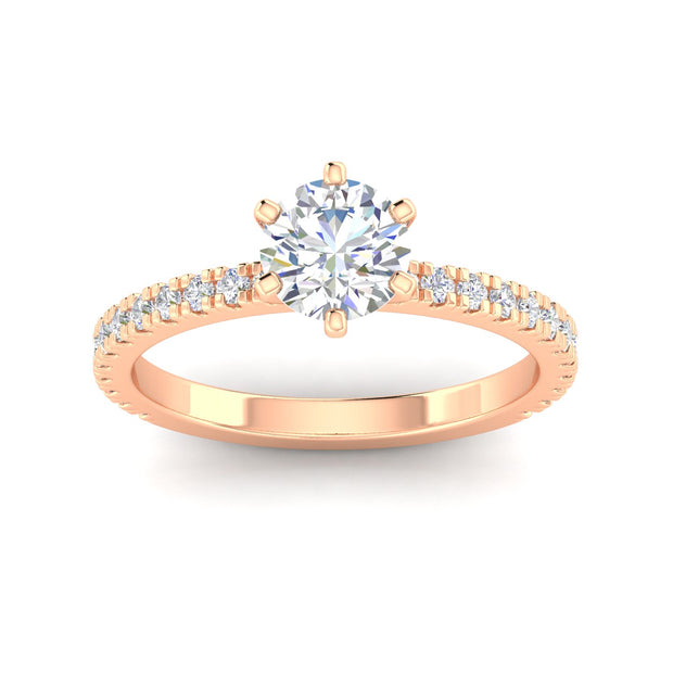 Certified 1.25 Carat TW Round Natural Diamond Engagement Rings in 14k Rose Gold