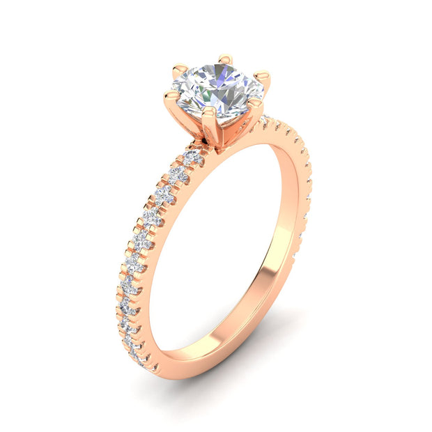Certified 1.25 Carat TW Round Natural Diamond Engagement Rings in 14k Rose Gold