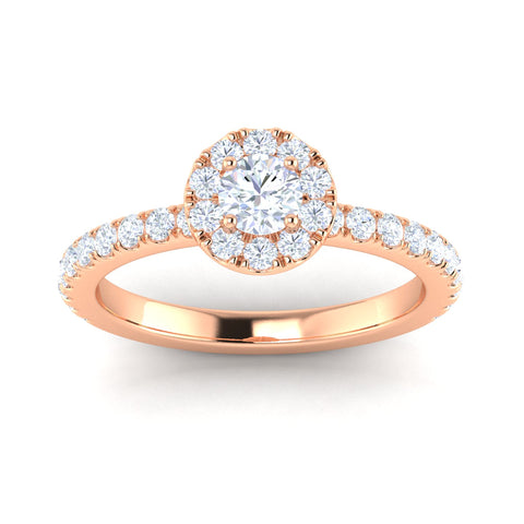 Certified G/I2 1 Carat TW Diamond Halo Set Engagement Ring in 10k Rose Gold