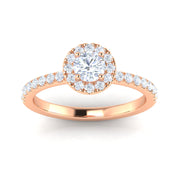 Certified G/I1 1 Carat TW Diamond Halo Set Engagement Ring in 10k Rose Gold