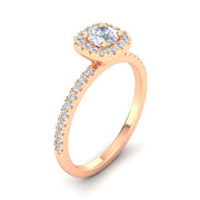 1/2 Carat TW Women's Diamond Halo Engagement Rings in 10k Rose Gold