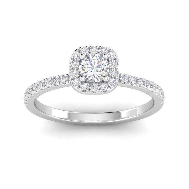 1/2 Carat TW Women's Diamond Halo Engagement Rings in 10k White Gold