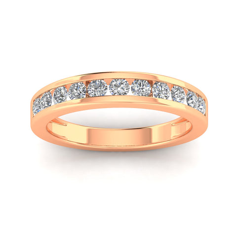 Certified 3/4 Carat TW Diamond Channel Set Wedding Band in 10k Rose Gold