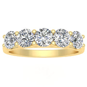 Certified 1.00ctw Diamond Five Stone Wedding Band in 14k Yellow Gold