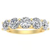 2.00ctw Diamond Five Stone Wedding Band in 14k Yellow Gold