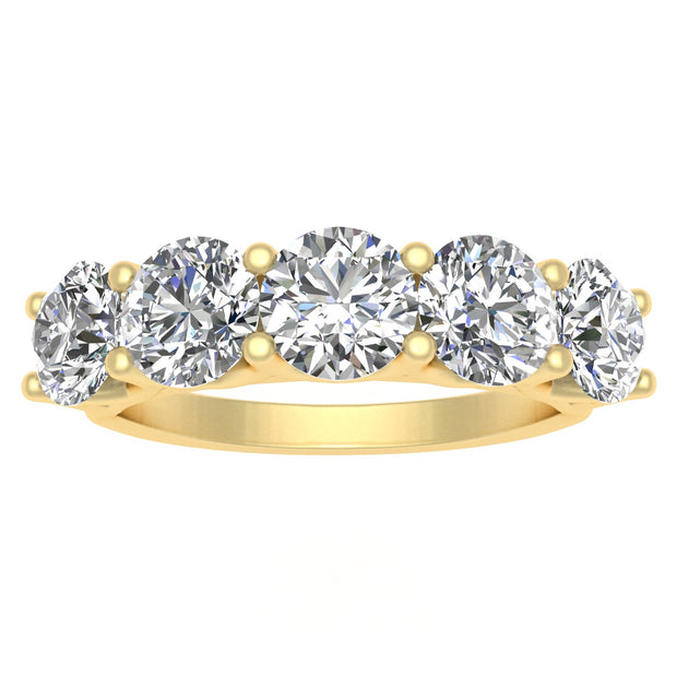 2.50ctw Diamond Five Stone Wedding Band in 14k Yellow Gold