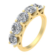 2.50ctw Diamond Five Stone Wedding Band in 14k Yellow Gold