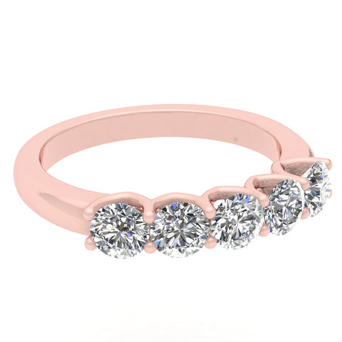 1/2 Carat TW Diamond Five Stone Anniversary Band in 10k Rose Gold