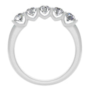 1.00 Carat TW Natural Diamond Five Stone Anniversary Band in 14k White Gold