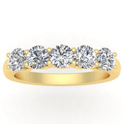 1/2 Carat TW Diamond Five Stone Ring Anniversary Band in 10k Yellow Gold