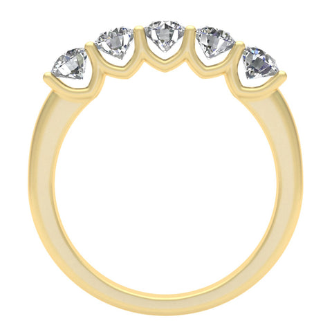 1.00 Carat TW Natural Diamond Five Stone Anniversary Band in 14k Yellow Gold
