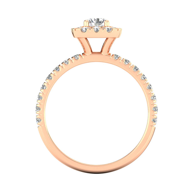 Certified G/I2 1cttw Diamond Halo Engagement Ring in 10k  Rose Gold
