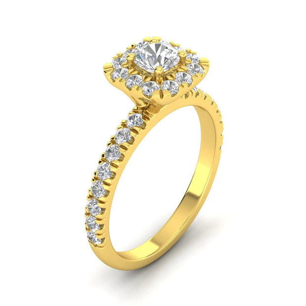 Certified 1 Carat TW Women’s Natural Diamond Halo Engagement Ring in 10k Yellow Gold
