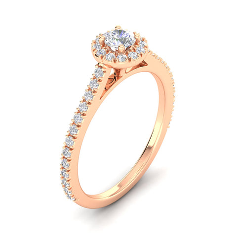 Certified 1/2ctw Diamond Halo Engagement Ring in 10k Rose Gold