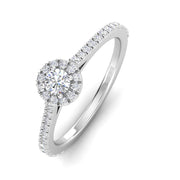 Certified 1/2ctw Diamond Halo Engagement Ring in 10k White Gold