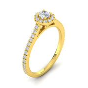 Certified 1/2ctw Diamond Halo Engagement Ring in 10k Yellow Gold