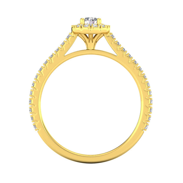 Certified 1/2ctw Diamond Halo Engagement Ring in 10k Yellow Gold