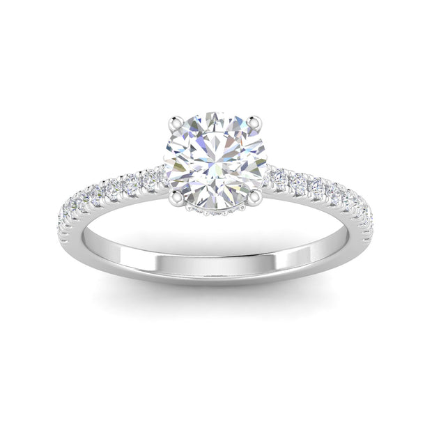 Certified 1 1/4ctw Diamond Halo Engagement Ring in 14k White Gold
