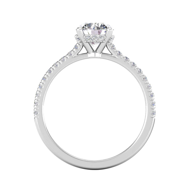 Certified 1 1/4ctw Diamond Halo Engagement Ring in 14k White Gold