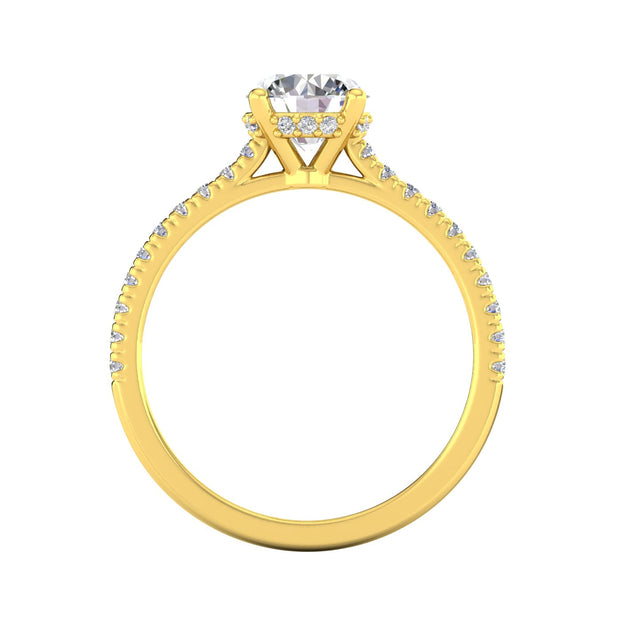Certified 1 1/4ctw Diamond Halo Engagement Ring in 14k Yellow Gold