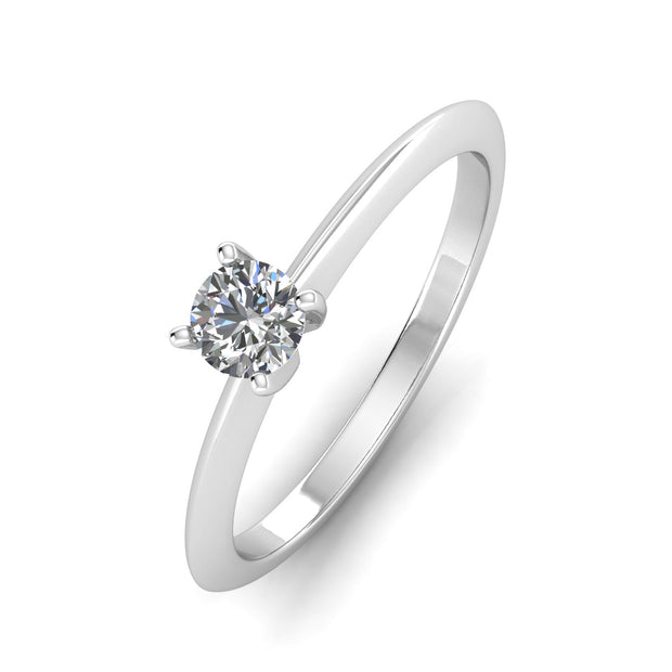 1/3 Carat TW Natural Diamond Solitaire Ring in 14k White Gold