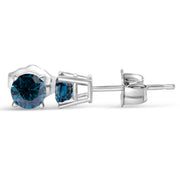 1/2 Carat TW Blue Diamond Stud Earrings 14k White Gold
