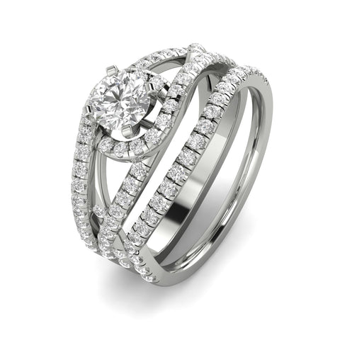 1.00 Carat TW Natural Diamond Bridal Wedding Ring set in 10k White Gold (G-I1)