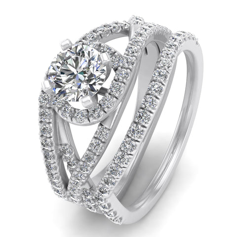 1.00 Carat TW Diamond Bridal Set Rings in 10k White Gold