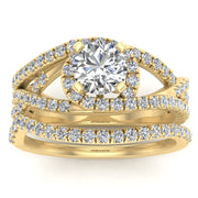 1.15 Carat TW Natural Diamond Bridal Wedding Ring Set on 14k Yellow Gold