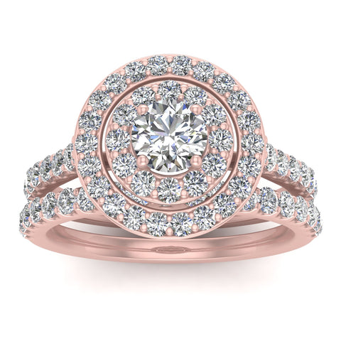 1.00 Carat TW Natural Diamond Wedding Ring Set in 10k Rose Gold