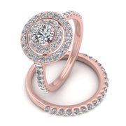 1.00 Carat TW Natural Diamond Wedding Ring Set in 10k Rose Gold