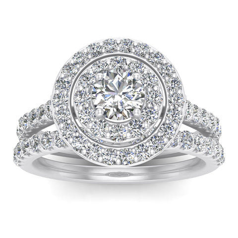 1.00 Carat TW Natural Diamond Wedding Ring Set in 10k White Gold