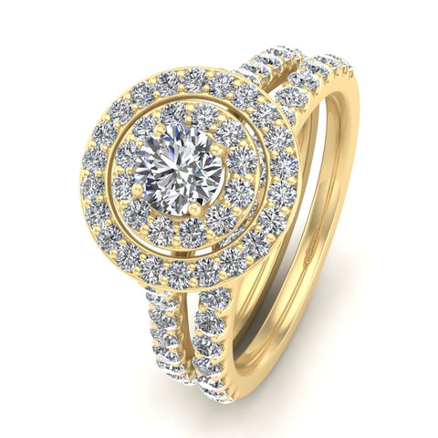 1.00 Carat TW Natural Diamond Wedding Ring Set in 10k Yellow Gold