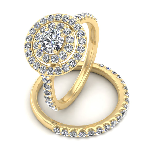 1.00 Carat TW Natural Diamond Wedding Ring Set in 10k Yellow Gold