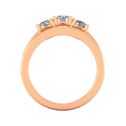 1.50 Carat TW Round Natural Diamond Three Stone Bridal Set Engagement Ring in 10k Rose Gold