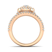 1.10 Carat TW Natural Diamond Halo Bridal Set in 10k Rose Gold (G-H, I1-I2)
