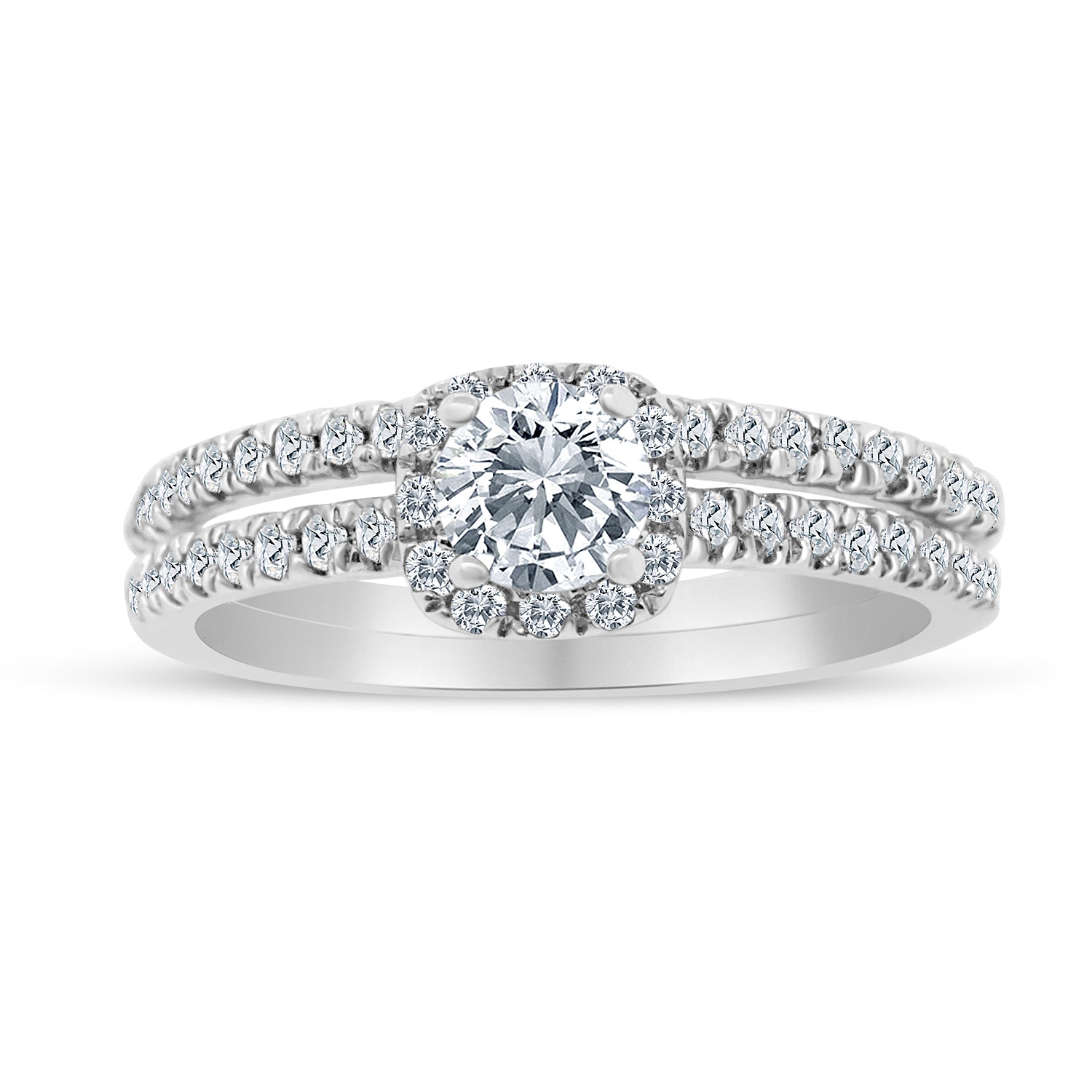 5/8ctw Diamond Halo Bridal Set Engagement Ring in 10k White