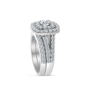 2.00 Carat TW Natural Diamond Halo Bridal Set in 10k White Gold (G-H, I1-I2)