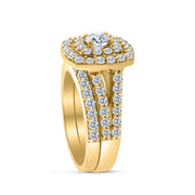 2.00 Carat TW Natural Diamond Halo Bridal Set in 10k Yellow Gold (G-H, I1-I2)