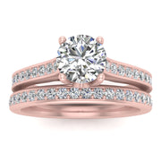 5/8ctw Diamond Halo Bridal Set Engagement Ring in 10k Rose Gold (G-H, I1-I2)