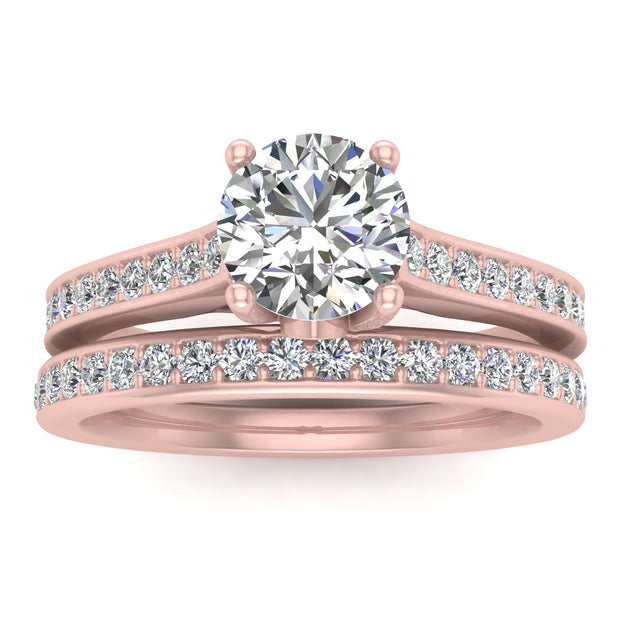 5/8ctw Diamond Halo Bridal Set Engagement Ring in 10k Rose Gold (G-H, I1-I2)