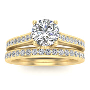 5/8ctw Diamond Halo Bridal Set Engagement Ring in 10k Yellow Gold (G-H, I1-I2)