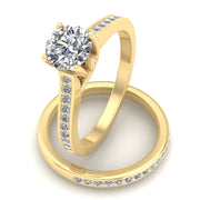 5/8ctw Diamond Halo Bridal Set Engagement Ring in 10k Yellow Gold (G-H, I1-I2)