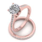 7/8ctw Diamond Halo Bridal Set Engagement Ring in 10k Rose Gold (G-H, I1-I2)