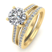 7/8ctw Diamond Halo Bridal Set Engagement Ring in 10k Yellow Gold (G-H, I1-I2)